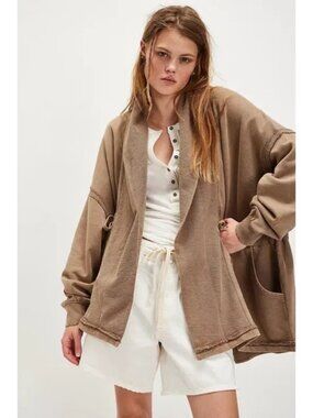 Free People Boothbay Cardigan Sweatshirt Boho Chic Hipster Layering Womens L